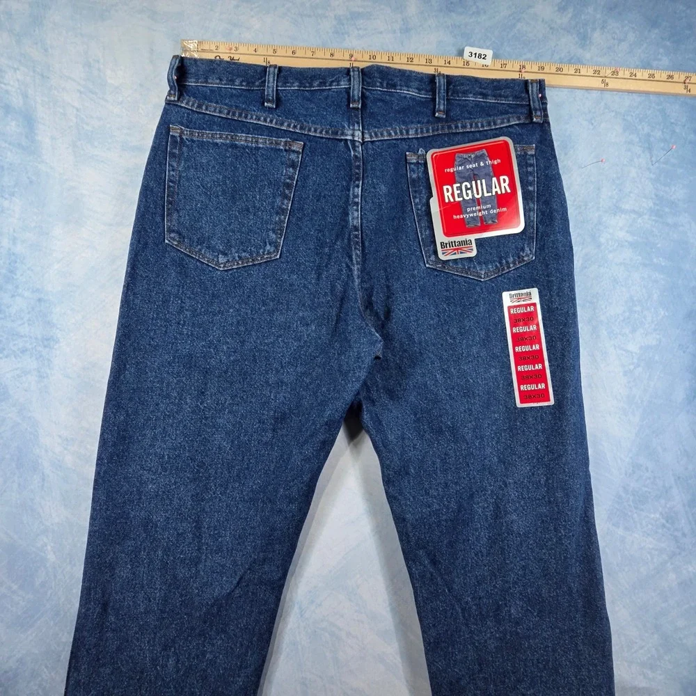 Brittania Regular Fit Jeans Mens 38x30 Dark Wash Heavyweight Denim 1B110SW NEW